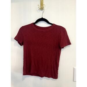 aerie Short Sleeve Ribbed Tee in Deep Red
